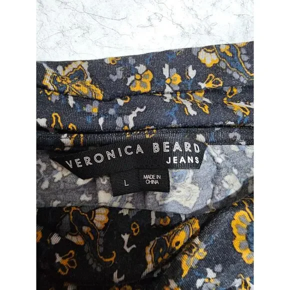 Veronica Beard Greta Dress, Ruched Bottom, Sexy, Black -Multi Color Sz L - Picture 5 of 15